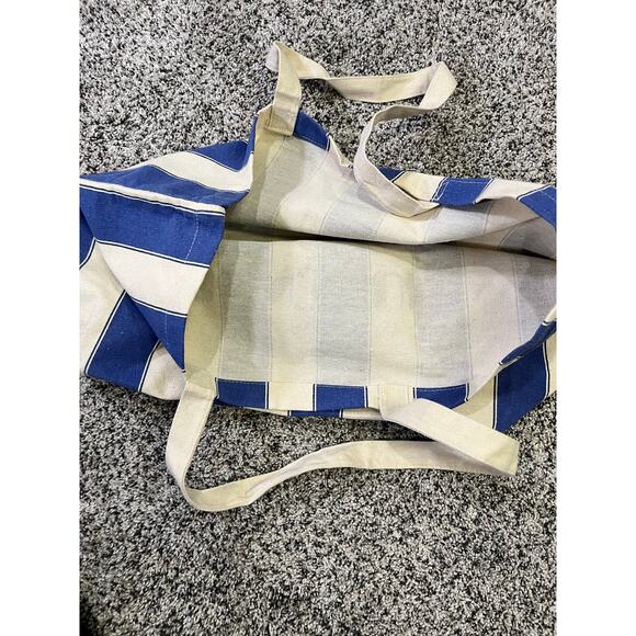 Sezane On The Road Large Blue/White Striped Canvas Tote, Shopping Coastal Prep - Picture 6 of 8